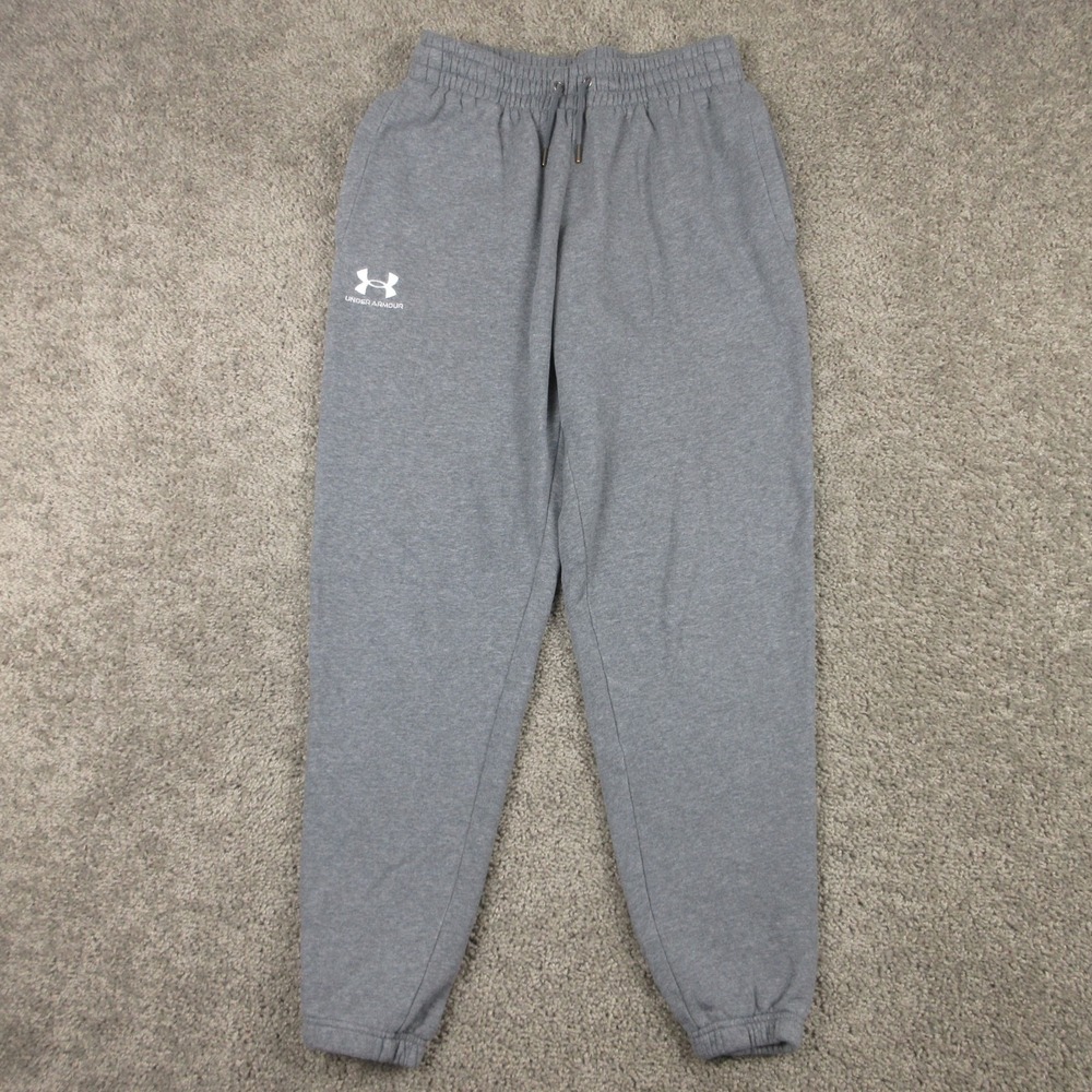 Under Armour Sweatpants Mens Medium Gray UA Icon Fleece Joggers Casual Comfort